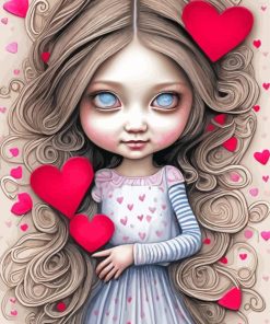 Girl With Hearts Diamond Painting