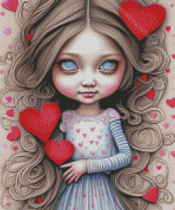 Girl With Hearts Diamond Painting