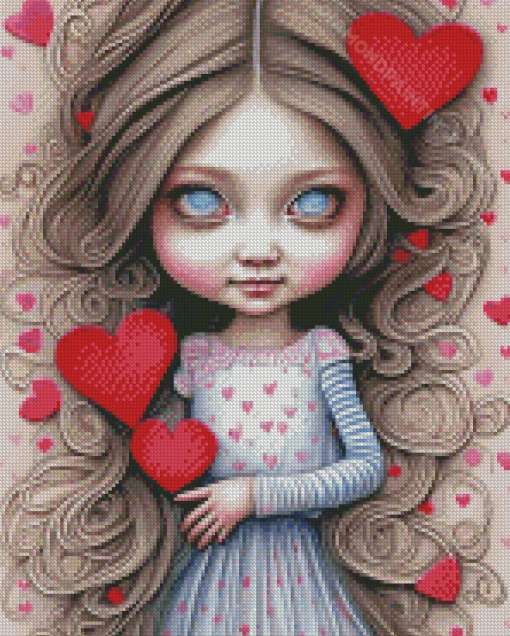 Girl With Hearts Diamond Painting