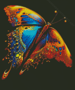 Golden Blue Butterflly Diamond Painting