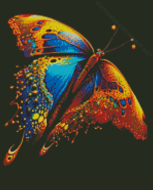 Golden Blue Butterflly Diamond Painting