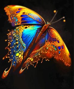 Golden Blue Butterflly Diamond Painting