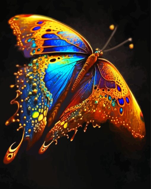 Golden Blue Butterflly Diamond Painting