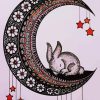 Mandala Rabbit On Crescent Moon Diamond Painting