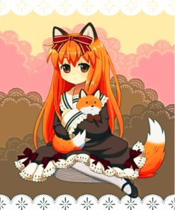 Girl With Cute Fox Diamond Painting