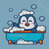 Penguin In Bath Cartoon Diamond Painting