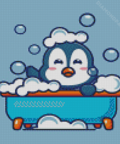 Penguin In Bath Cartoon Diamond Painting