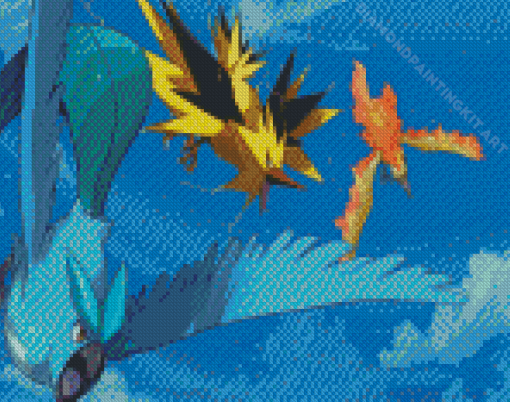 Pokemon Birds Trio Diamond Painting