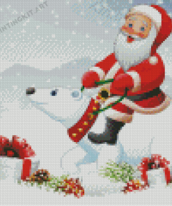 Polar Bear And Santa Claus Diamond Painting