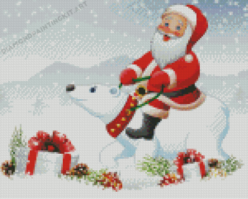 Polar Bear And Santa Claus Diamond Painting