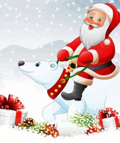 Polar Bear And Santa Claus Diamond Painting