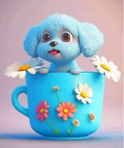 Puppy In A Mug Diamond Painting