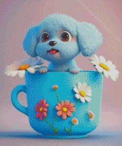 Puppy In A Mug Diamond Painting