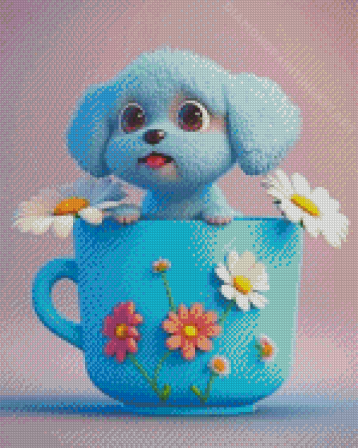 Puppy In A Mug Diamond Painting