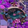 Purple Floral Clock Diamond Painting