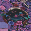 Purple Floral Clock Diamond Painting