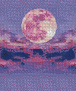 Purple Sky And Moon Diamond Painting