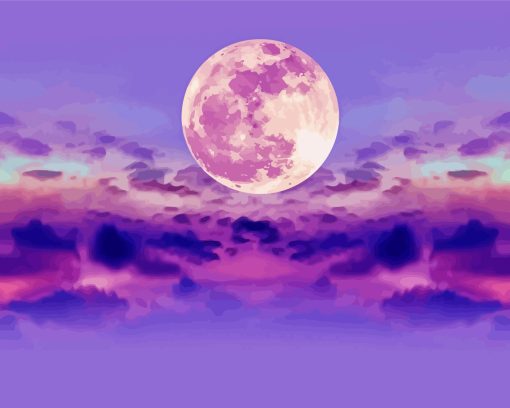 Purple Sky And Moon Diamond Painting