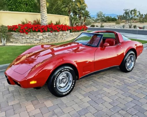 Red 79 Corvette Sport Car Diamond Painting