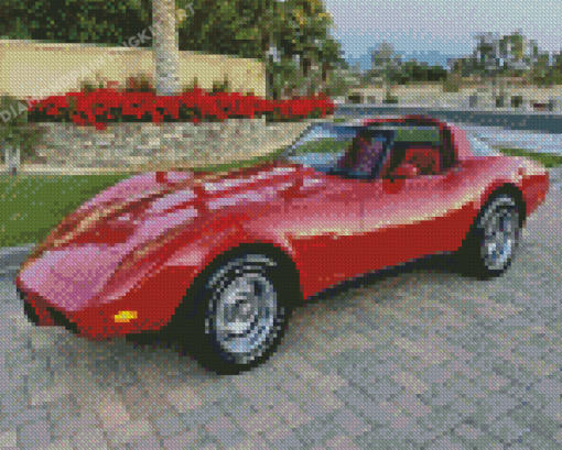 Red 79 Corvette Sport Car Diamond Painting