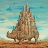 Rhinoceros Fantasy Castle Diamond Painting