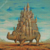 Rhinoceros Fantasy Castle Diamond Painting