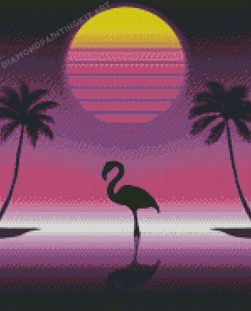 Flamingo Silhouette Diamond Painting