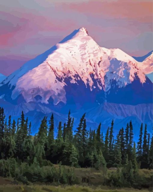 Snowy Denali Side Lake Diamond Painting