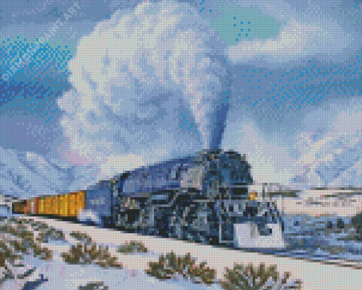 Train In Snow Art Diamond Painting