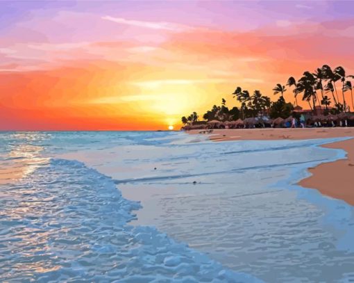 Aruba Beach At Sunset Diamond Painting