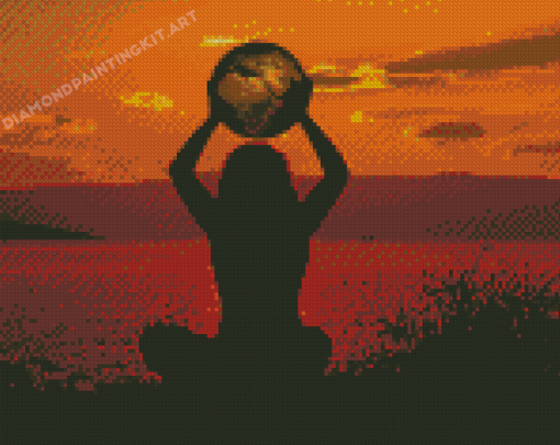 Woman In Meditation Silhouette Diamond Painting