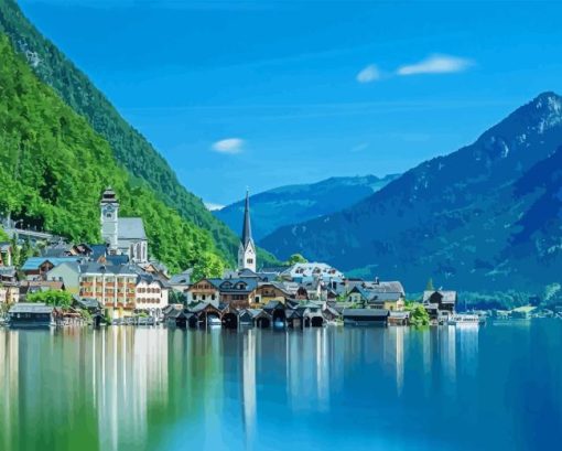 Hallstatt Lake Austria Diamond Painting