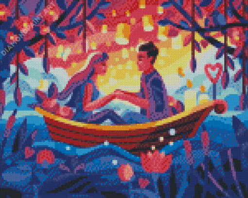 Romantic Date On Boat Diamond Painting