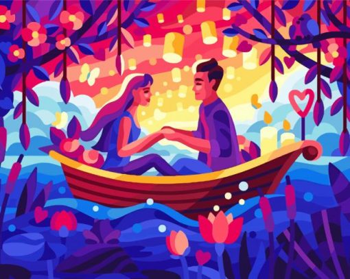 Romantic Date On Boat Diamond Painting