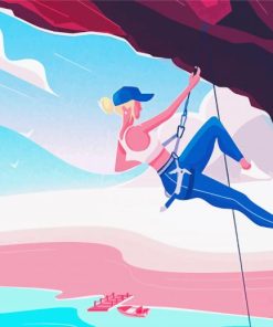 Illustration Girl Climbing Mountain Diamond Painting