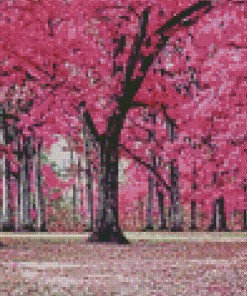 Pink Forest Trees Diamond Painting