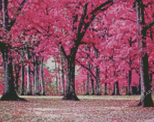 Pink Forest Trees Diamond Painting