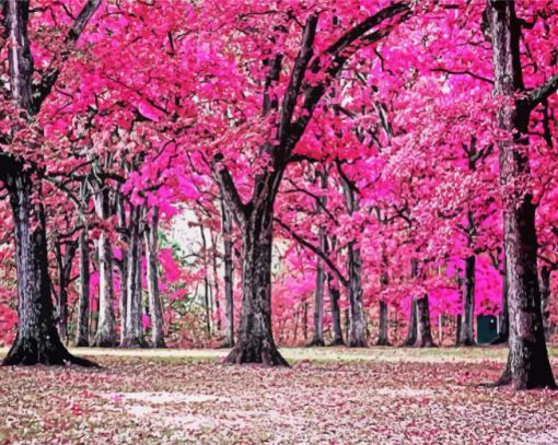 Pink Forest Trees Diamond Painting