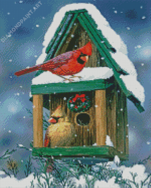 Snow Christmas Birds House Diamond Painting