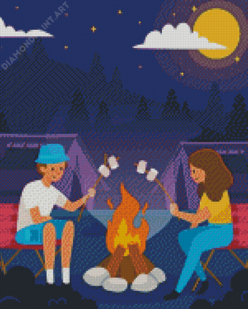 Couple Having Camping Diamond Painting