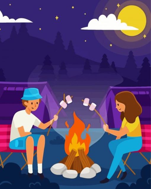 Couple Having Camping Diamond Painting