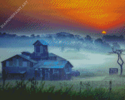 Farm Misty Sunrise Diamond Painting