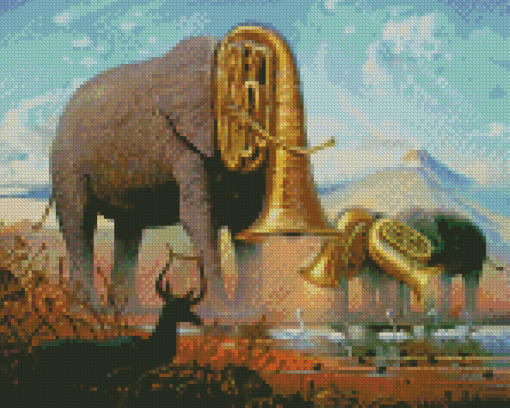 Musician Elephants By Kush Diamond Painting