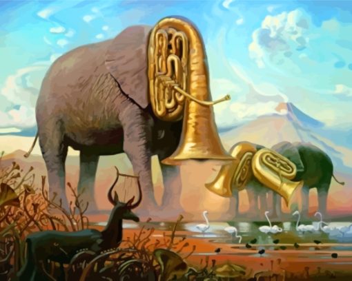 Musician Elephants By Kush Diamond Painting