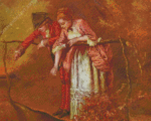 Vintage Lovers In Bridge Art Diamond Painting