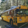 Vintage School Bus In Forest Diamond Painting